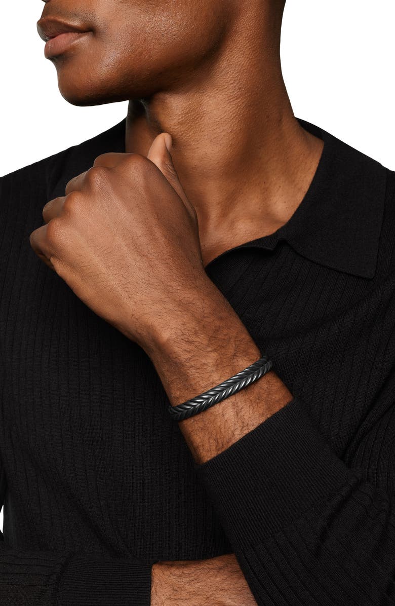 David Yurman Chevron Flex Bracelet in Black Titanium, 10mm, Alternate, color, Alternative Material