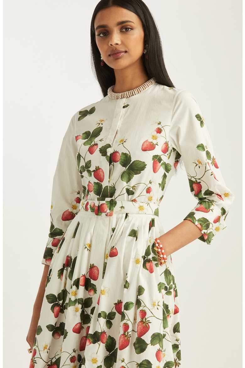 Strawberry Field Belted Cotton Poplin Shirtdress, Alternate, color, WHITE MULTI