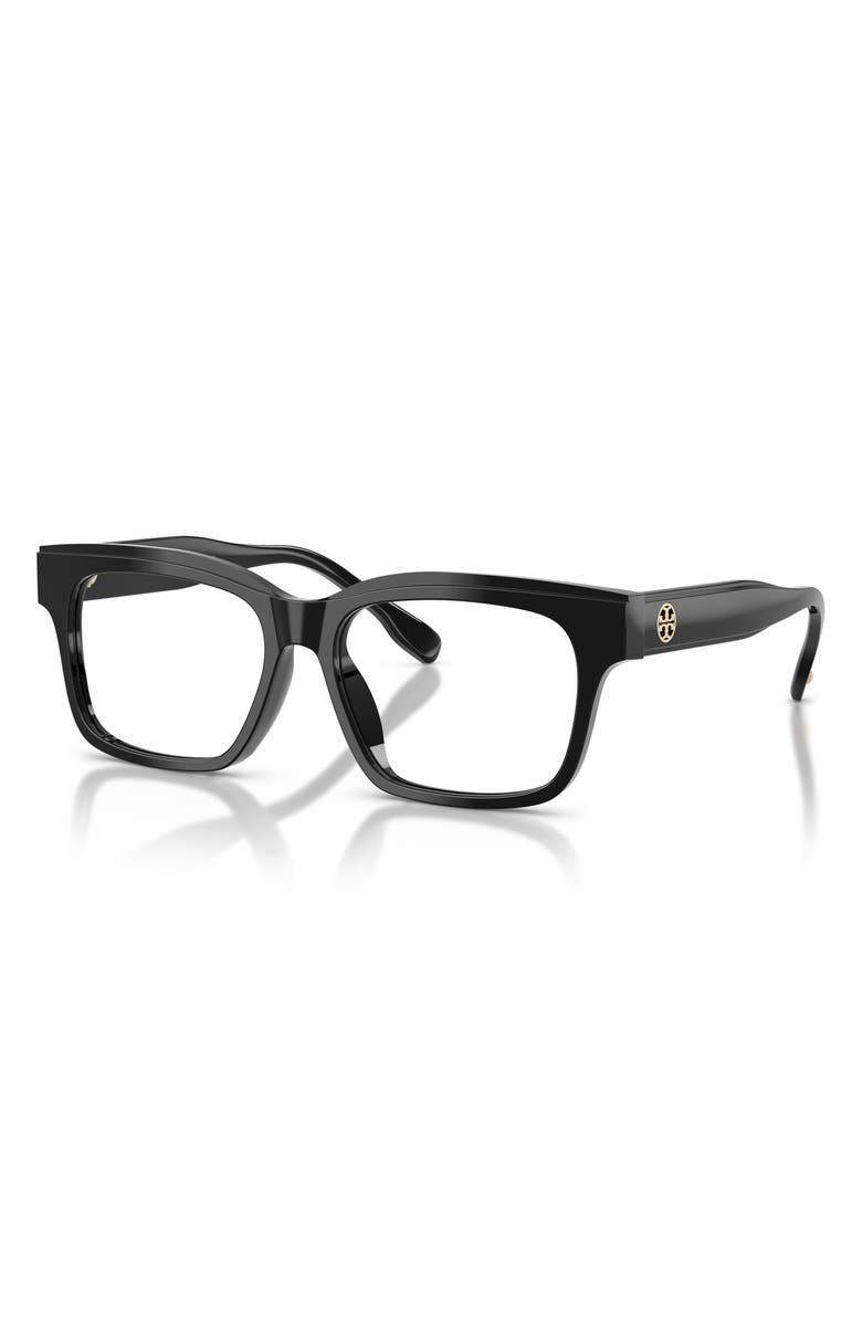 Tory Burch 55mm Rectangular Optical Glasses, Alternate, color, Black / Clear Blue Light