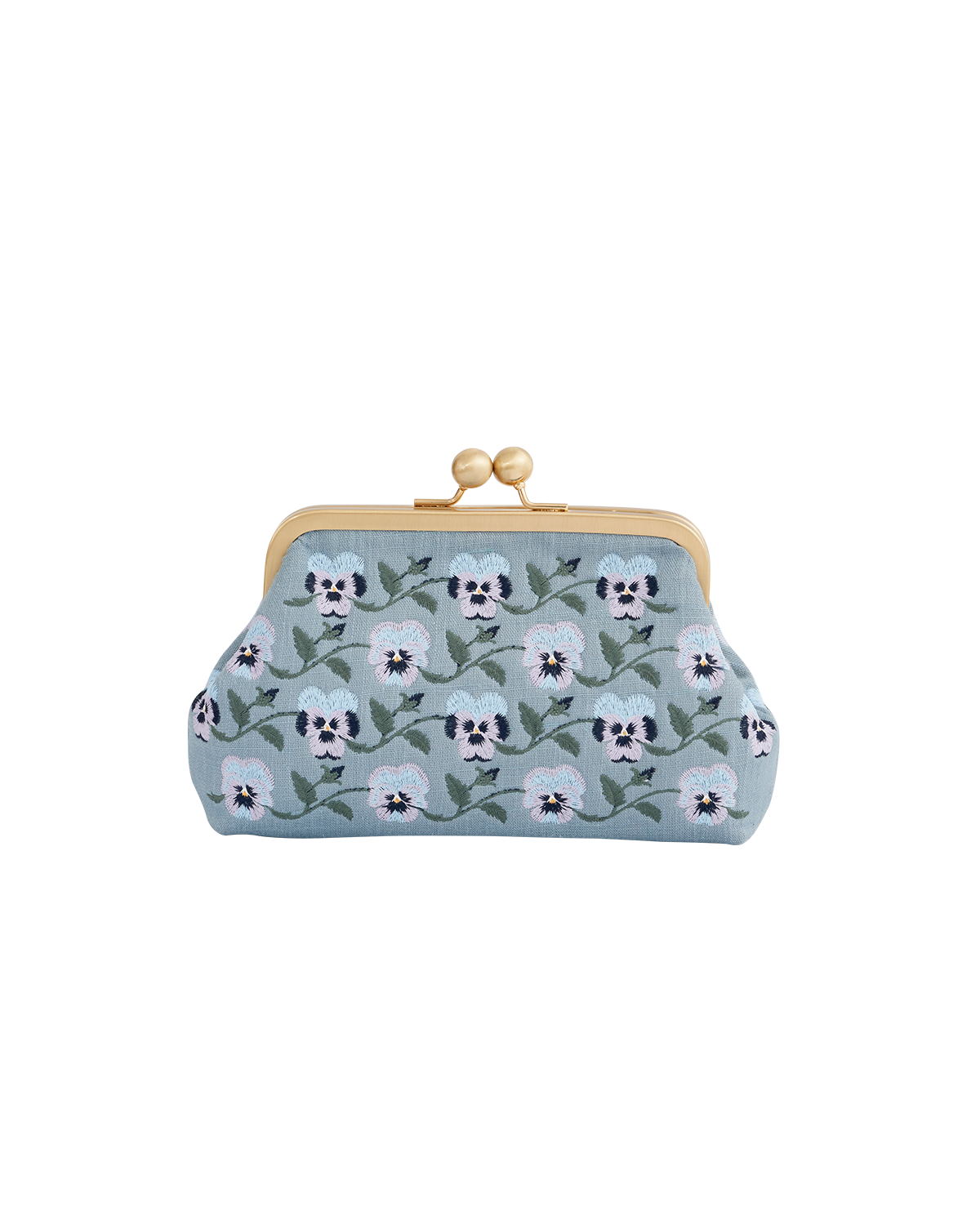 Fable England Pansy Victoriana Clutch Blue, Alternate, color, Blue & Gold