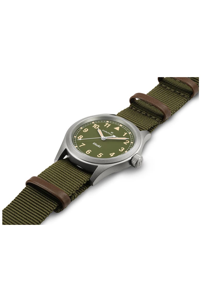 Khaki Field NATO Strap Watch, 38mm, Alternate, color, GREEN