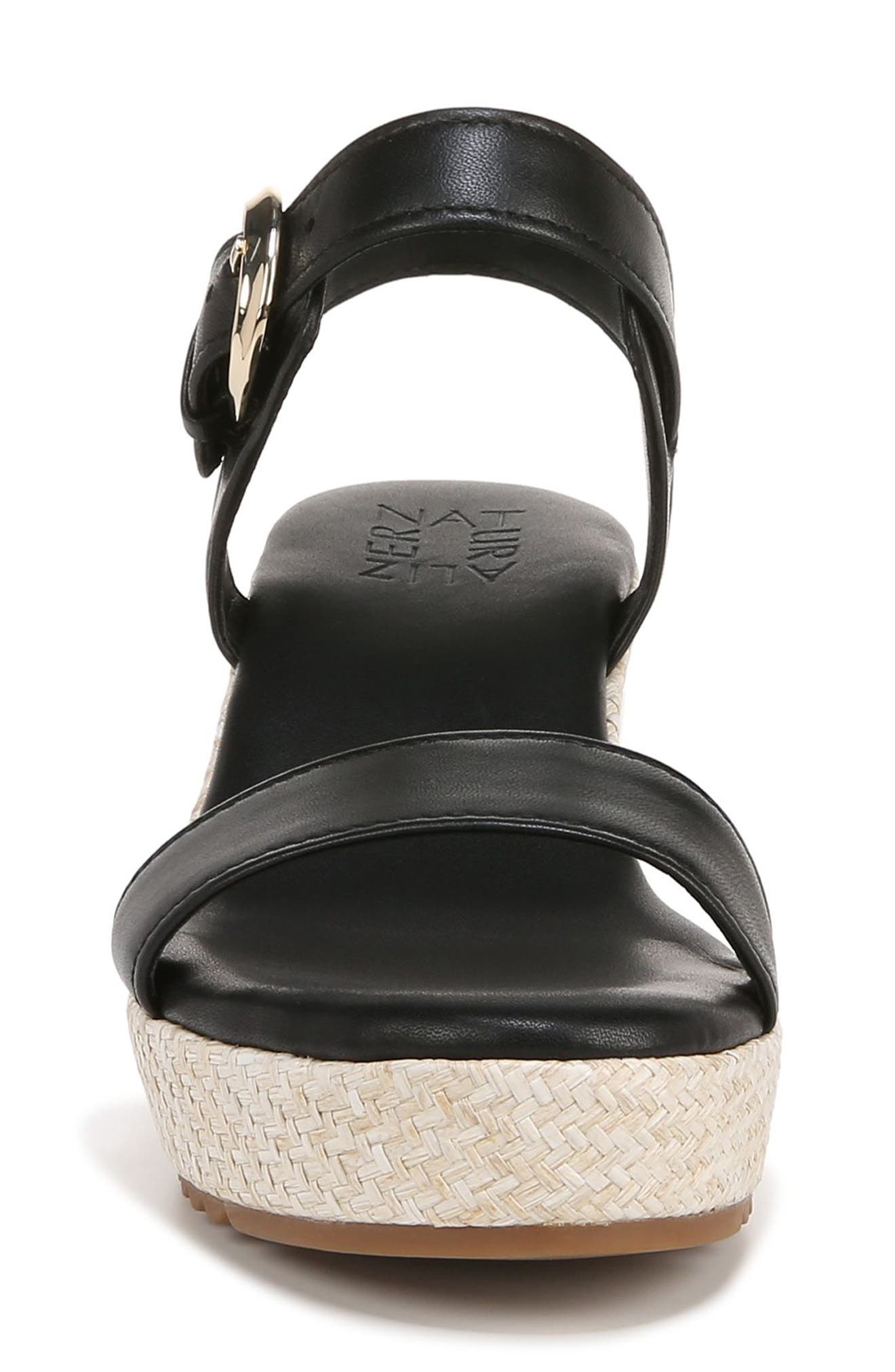 Naturalizer Stella Ankle Strap Platform Wedge Sandal, Alternate, color, Black Leather