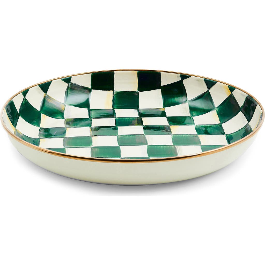 Mackenzie-childs Mackenzie Childs Emerald Check Enameled Steel Abundant Bowl In Green