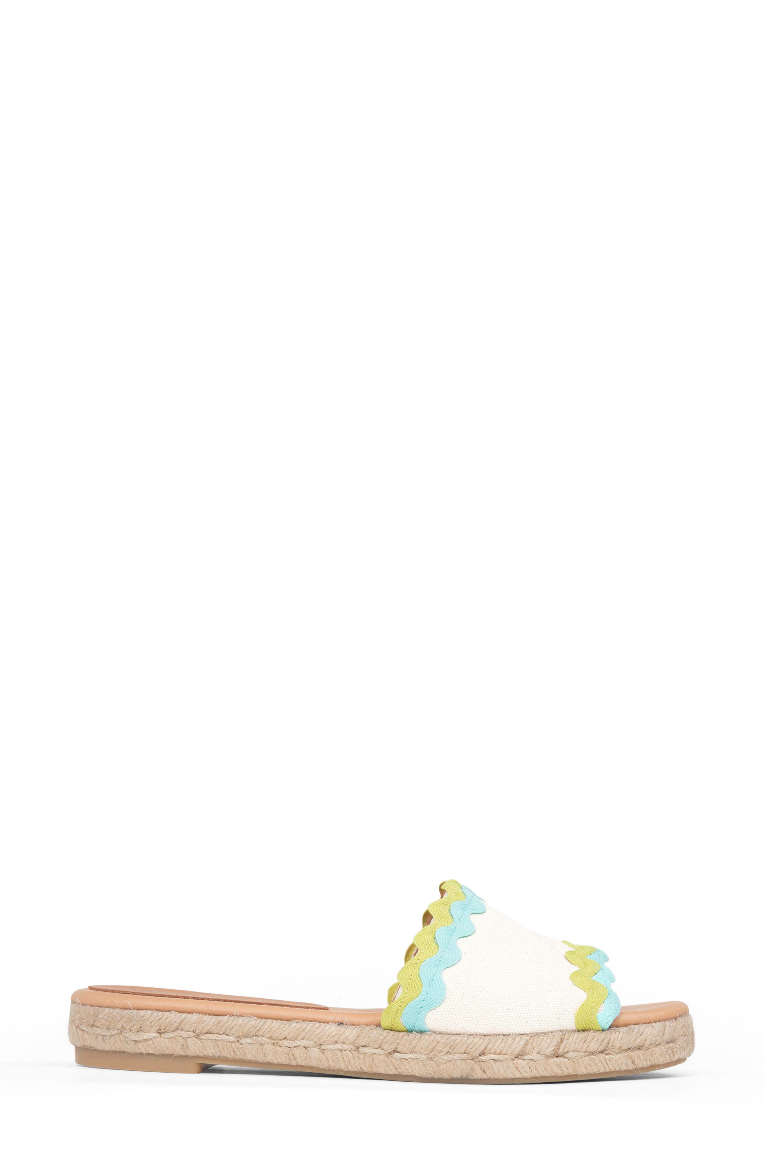 patricia green Ava Ric Rac Platform Espadrille Slide Sandal, Alternate, color, Lime/ Aqua