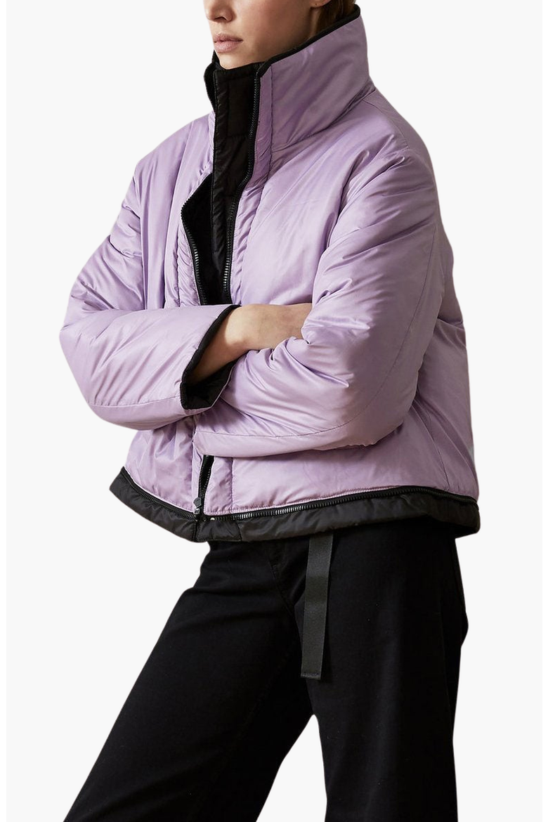 Sustainable Reversible Cropped Coat, Main, color, Black / Light Purple