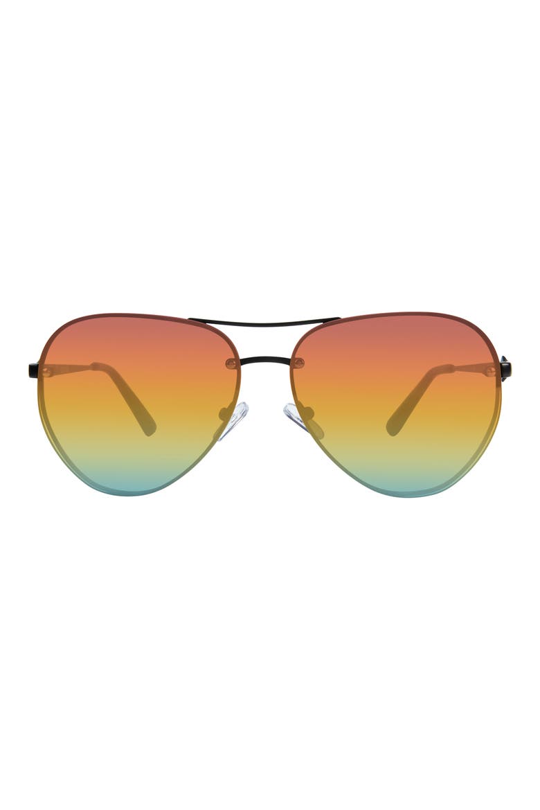60mm Aviator Sunglasses, Main, color, BLACK/ RAINBOW