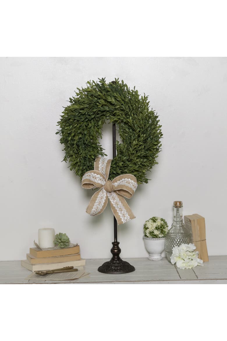 Metal Black Freestanding Wreath Holder, 28 Inch Decorative Display Stand, Alternate, color, Black