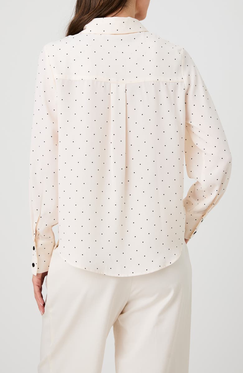 French Connection Polka Dot Button-Up Shirt, Alternate, color, Cream W/ Black Polka Dot
