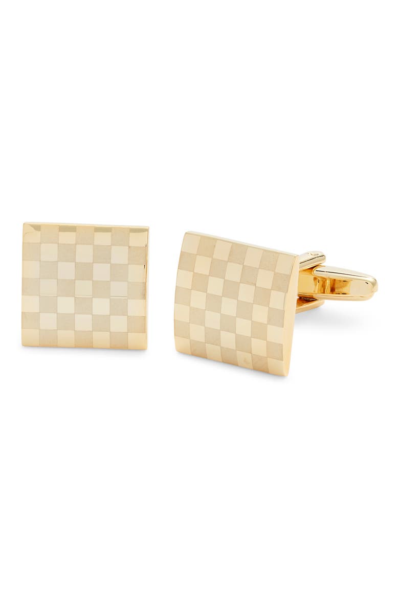 Checker Cuff Links, Main, color, GOLD