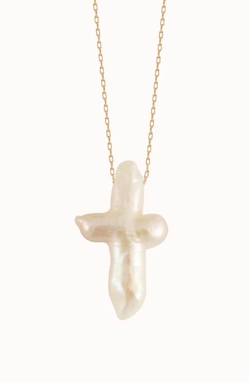 Joiana Jewelry Pearl Cross Necklace In Neutral