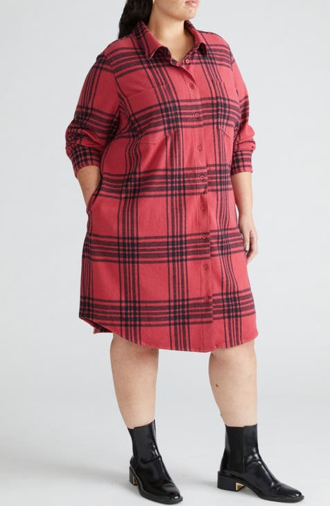 Flannel shirt dress plus size online