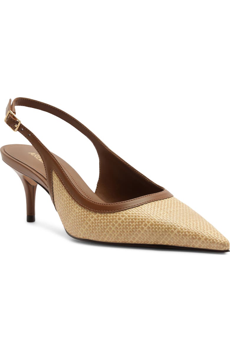 Arezzo Liza Slingback Pointed Toe Pump, Main, color, Warm Caramel/ Natural