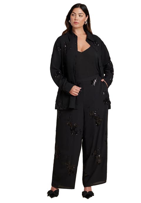 Floral Sequin Wide Leg Pant (Plus)