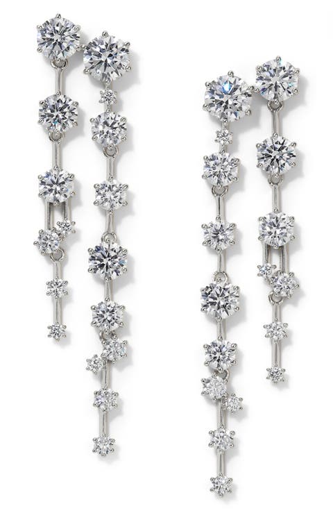Cubic Zirconia Linear Drop Earrings