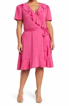 BY DESIGN Ruffle Floral Wrap Dress