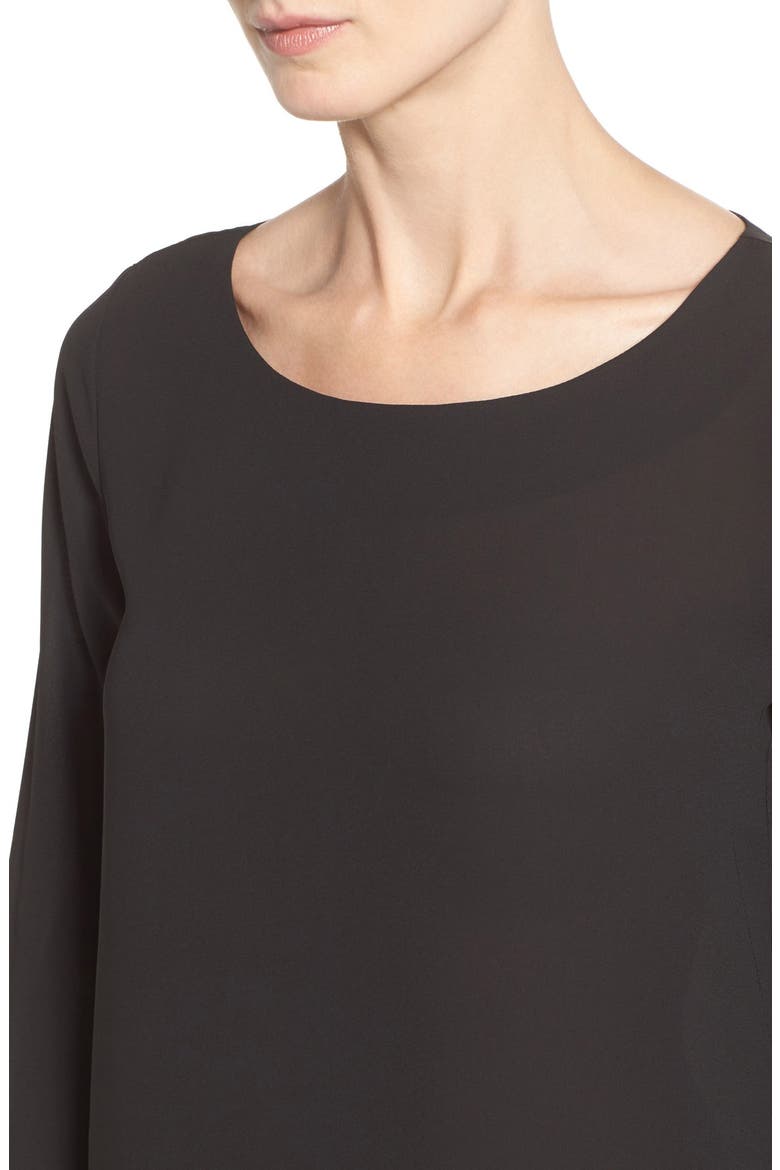 Bateau Neck Long Sleeve Blouse, Alternate, color, BLACK