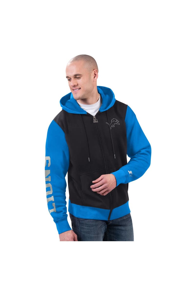 STARTER Men
s Starter Black/Blue Detroit Lions Thursday Night Gridiron Full-Zip Hoodie, Main, color, Black