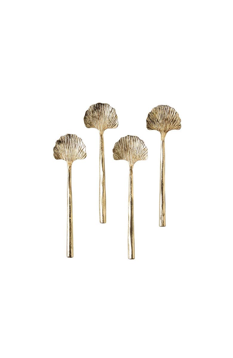 Be Home Gingko Mini Spoons -Set of 4, Main, color, Gold