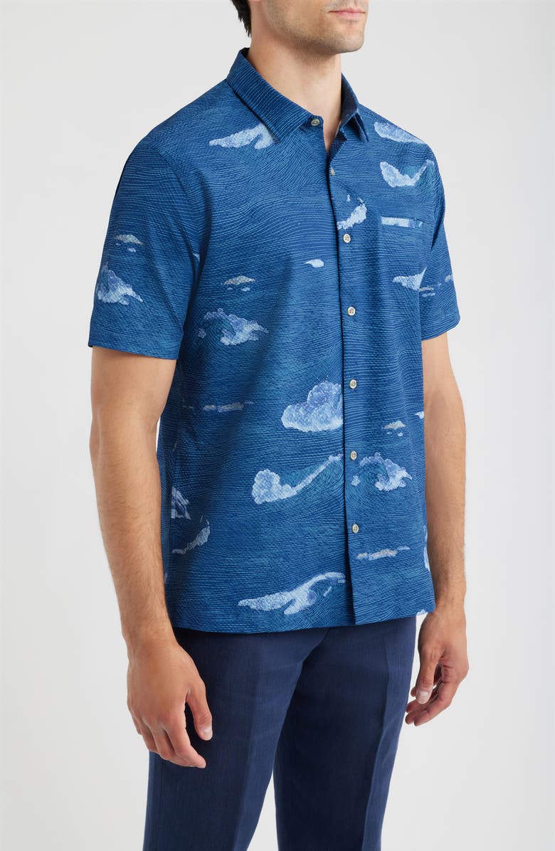 Tori Richard Honu Sighting Performance Pucker Shirt, Alternate, color, Navy