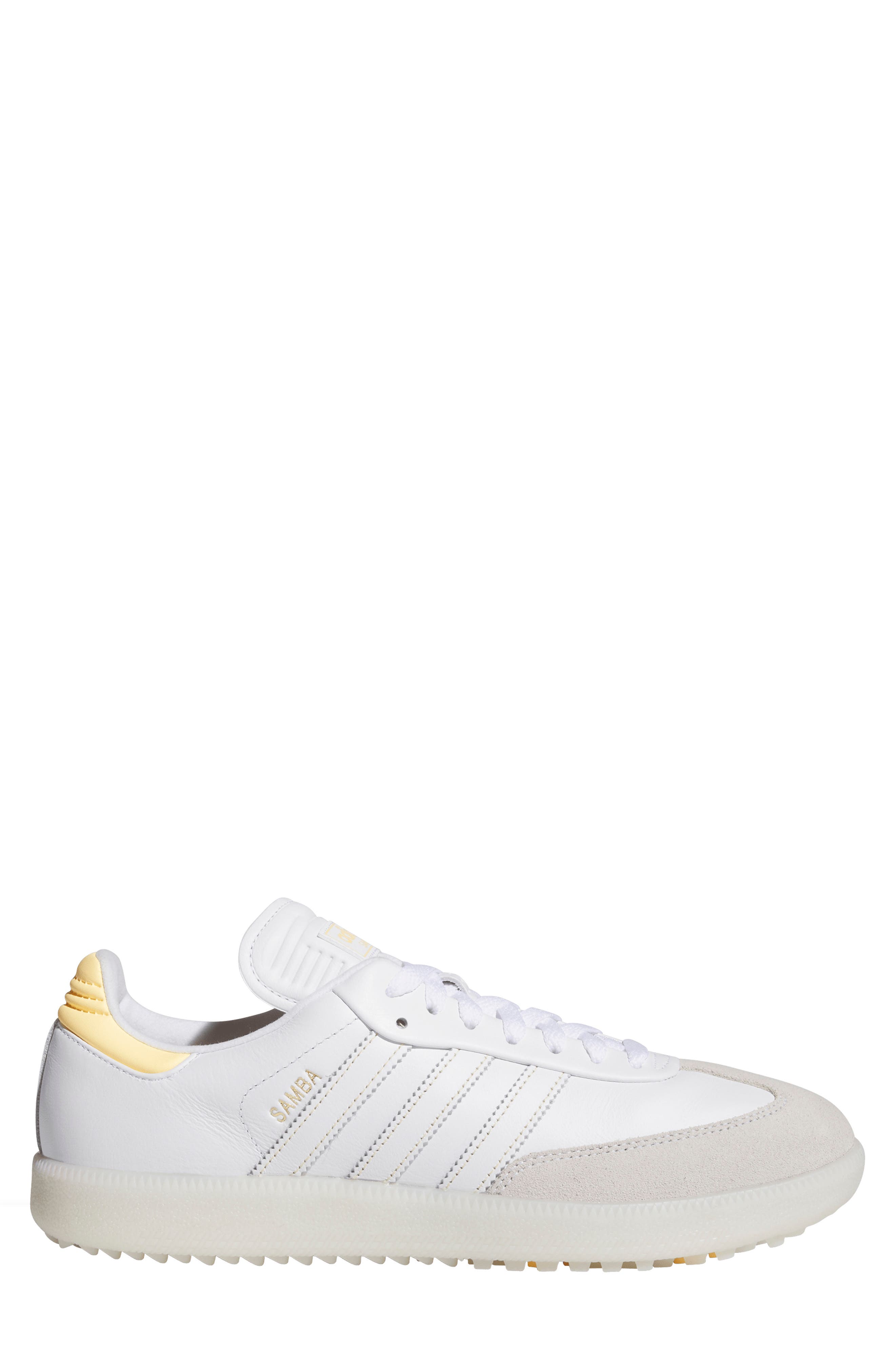 adidas Golf Gender Inclusive Samba Spikeless Golf Shoe, Alternate, color, White/ Tangerine/ Off White