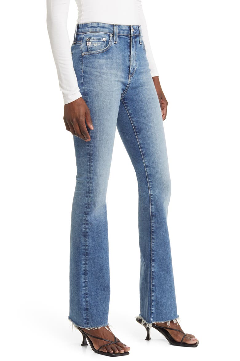 Farrah Raw Hem High Waist Bootcut Jeans, Alternate, color, 14 YEARS INTENT