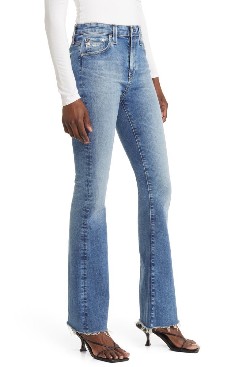 AG Farrah Raw Hem High Waist Bootcut Jeans, Alternate, color, 14 Years Intent