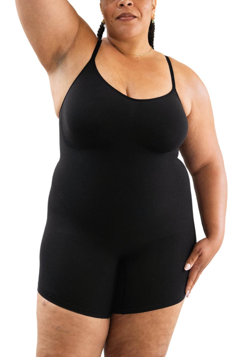 Proclaim Mid-Thigh Plant-Based Shapewear Bodysuit, Main, color, Black