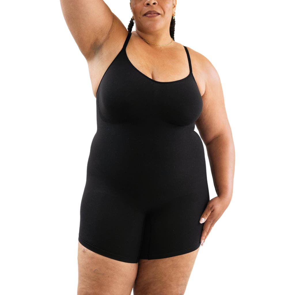 Proclaim Mid-thigh Plant-based Shapewear Bodysuit In Black