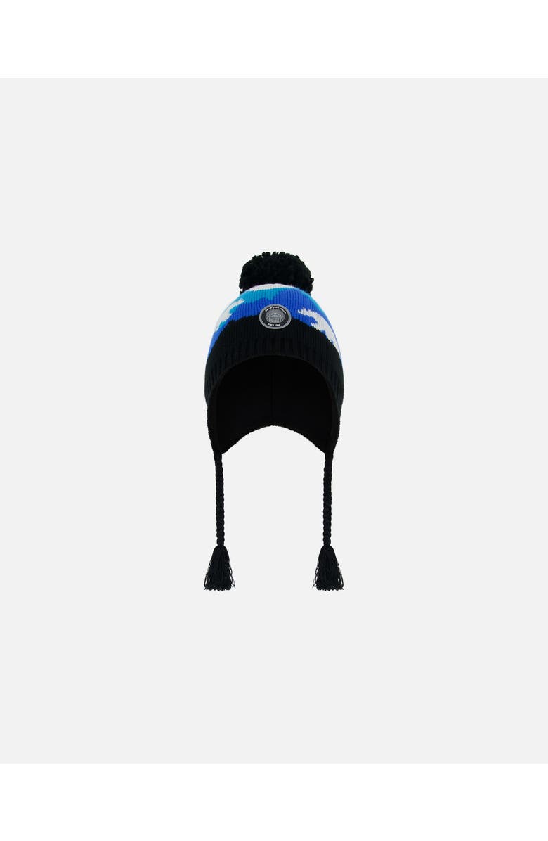Deux par Deux Boy's Peruvian Knit Hat Royal Blue Bears And Black, Main, color,