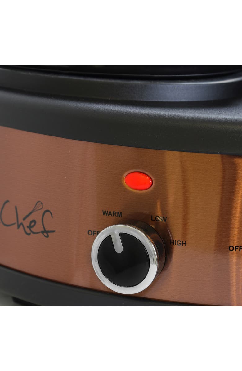 Megachef Round Slow Cooker and Buffet Server with 3 Ceramic Cooking Pots, Alternate, color, Black