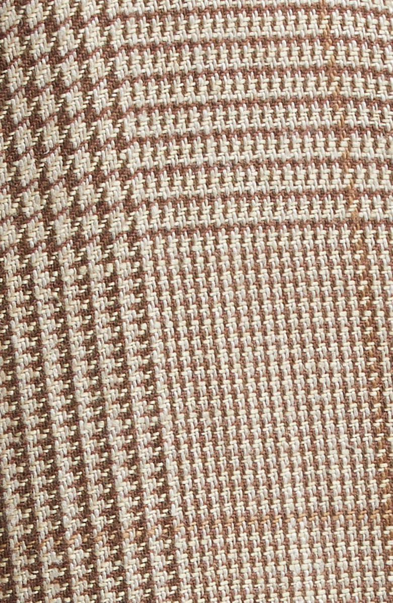 Veronica Beard Tonelli Windowpane Plaid Linen & Cotton Pants, Alternate, color, Ecru/ Ochre