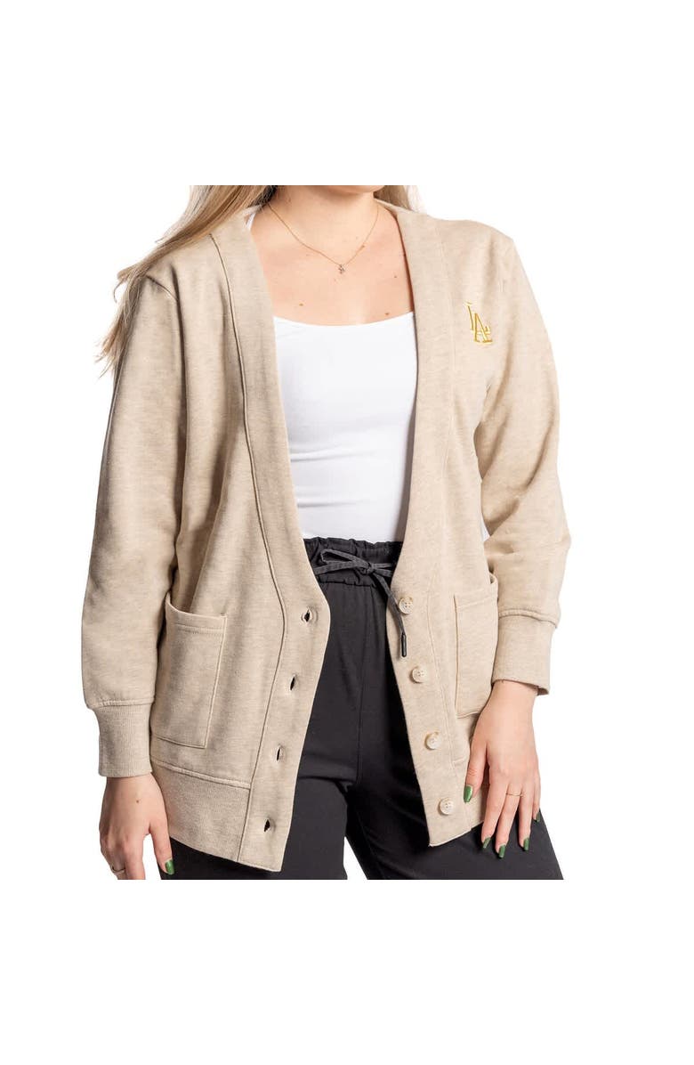 LUSSO Women's Lusso Natural Los Angeles Dodgers Malibu Full-Button Cardigan, Alternate, color, Natural