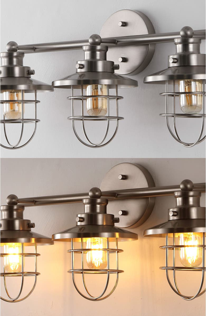 JONATHAN Y Ellis 24" 3-Light Industrial Farmhouse Vanity Light with Bathroom Hardware Accessory Set, Alternate, color, 
