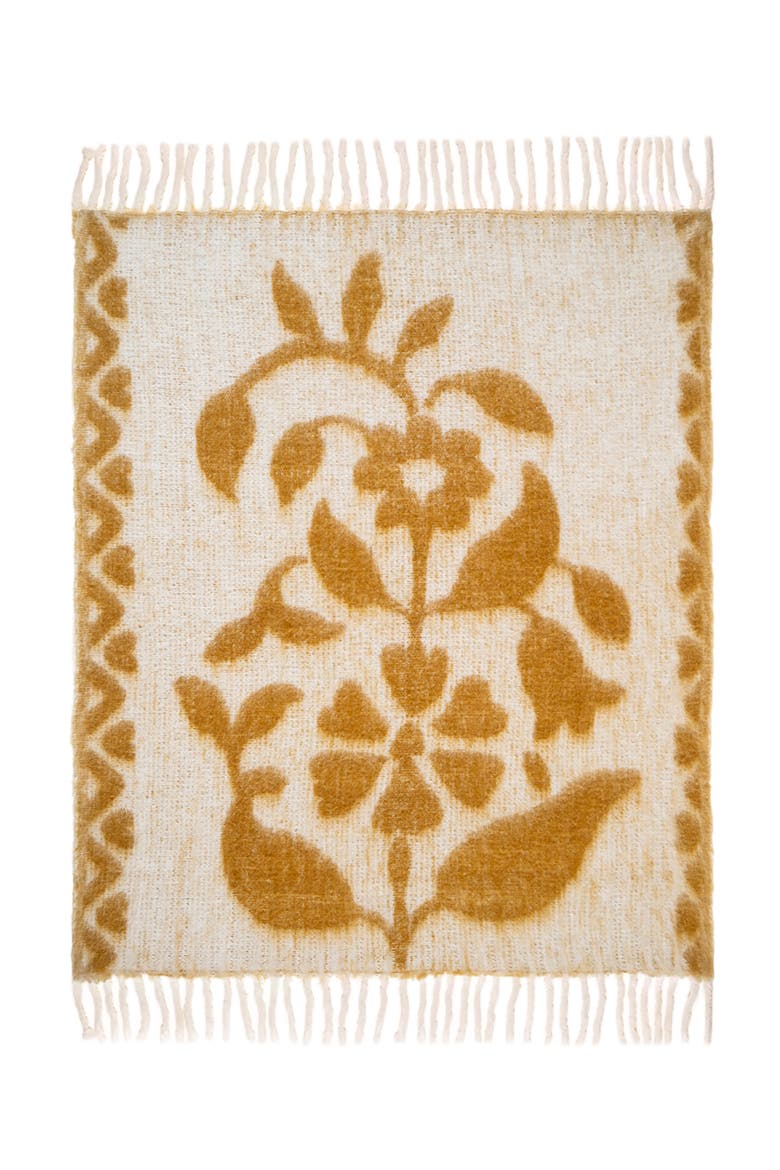 Ropar Fringed Jacquard Acrylic Wool Throw 51X71 In, Alternate, color, Beige