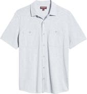 Johnston & Murphy Short Sleeve Slub Knit Button-Up Shirt