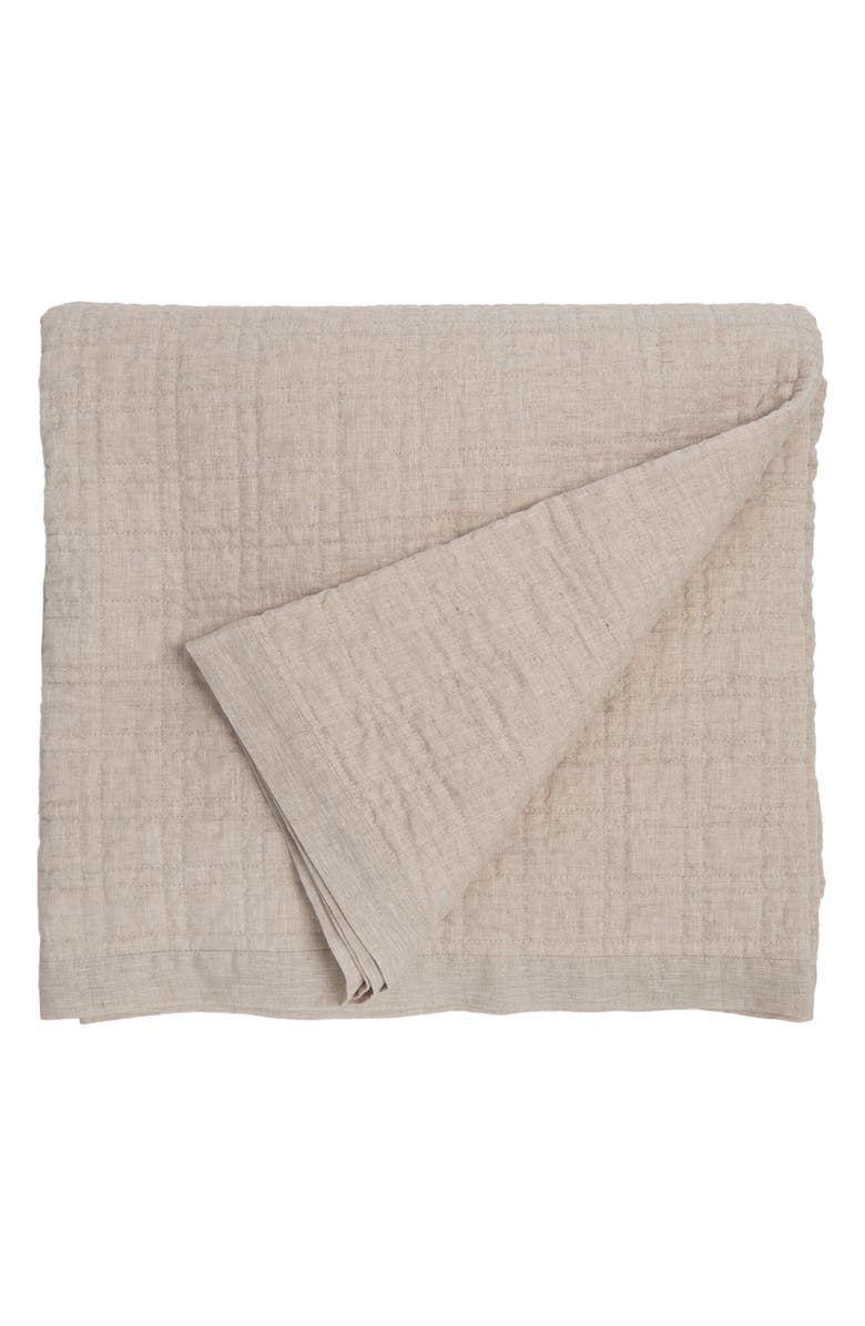Pom Pom at Home Owen Quilted Linen Pillow Sham, Main, color, Flax