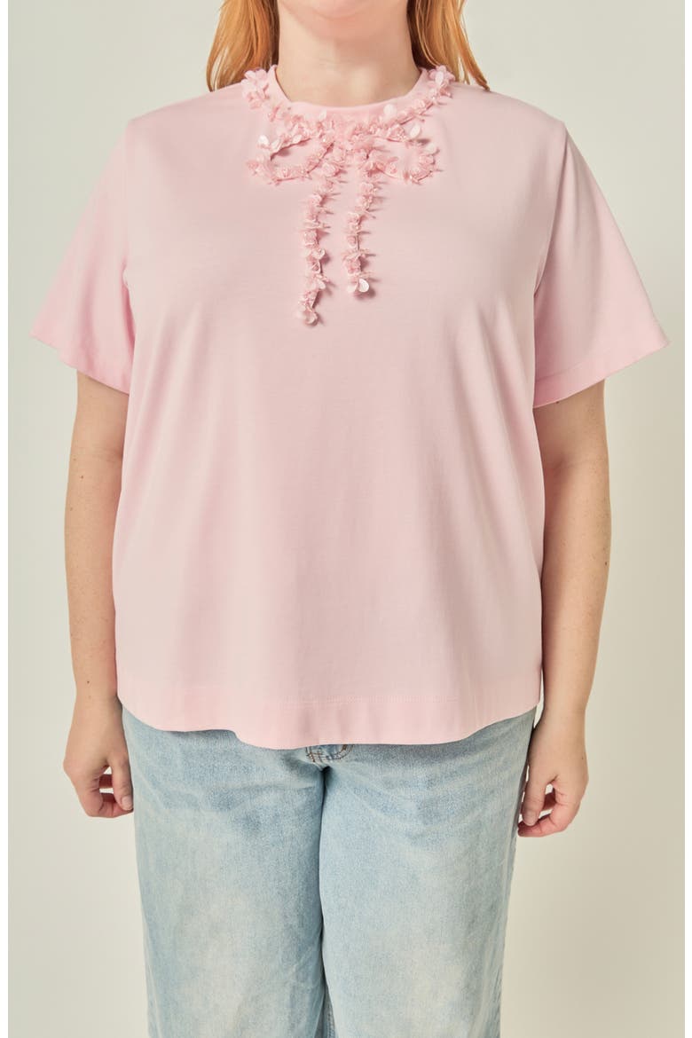 Beaded Bow T-Shirt, Alternate, color, LIGHT PINK