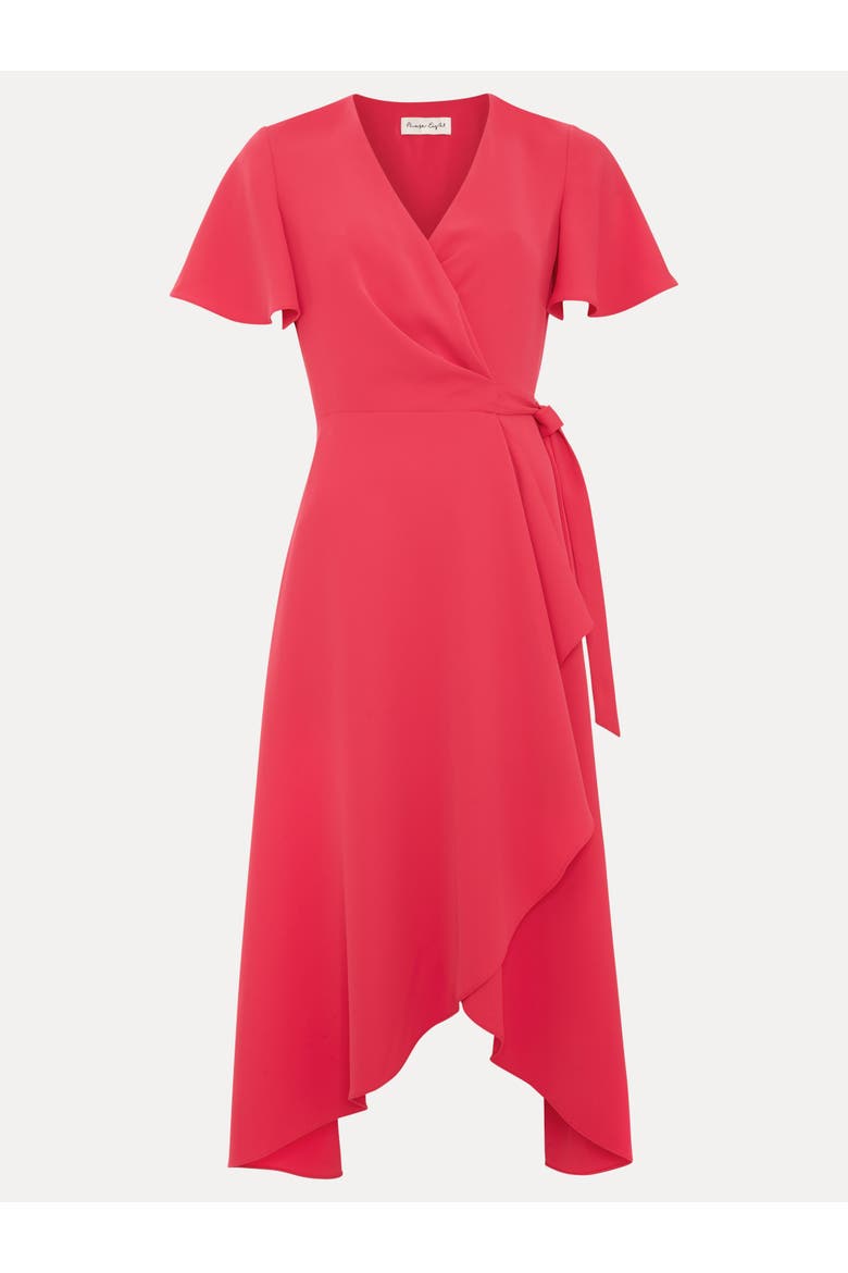 Julissa Short Sleeve Wrap Midi Dress, Alternate, color, Pink