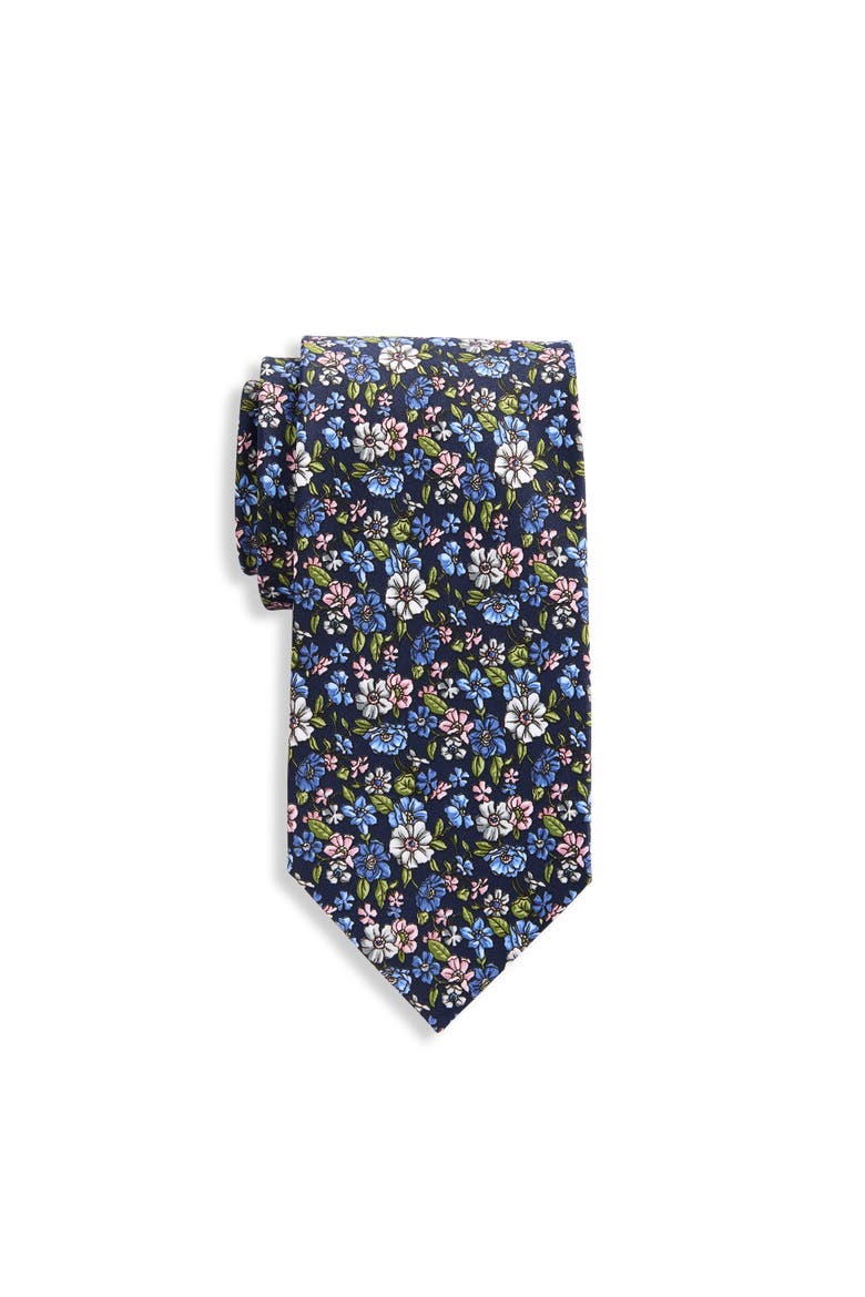 Big & Tall Printed Floral Tie, Main, color, NAVY