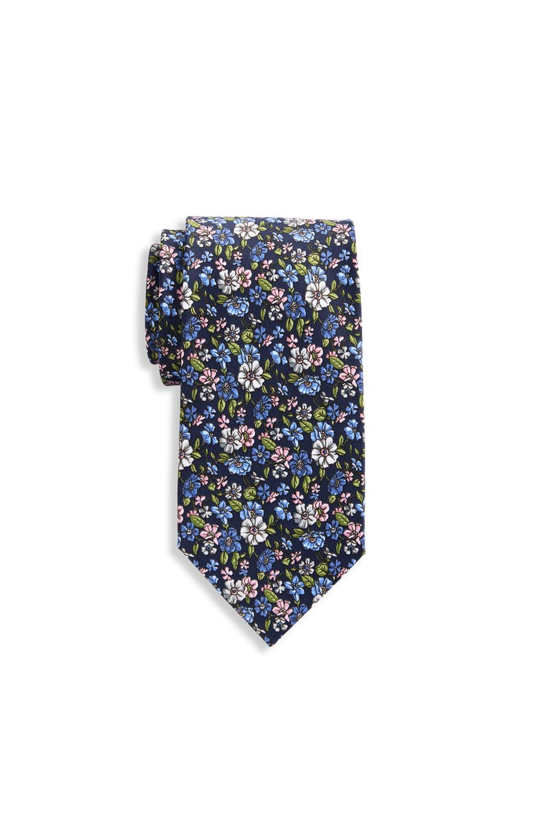 Synrgy by DXL Big & Tall Printed Floral Tie, Main, color, Navy