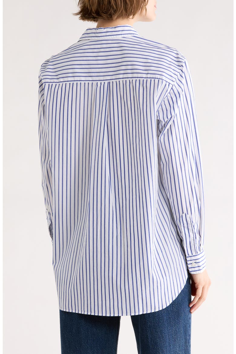 Relaxed Fit Cotton Button-Up Shirt, Alternate, color, WHITE W/ BLUE STRIPE