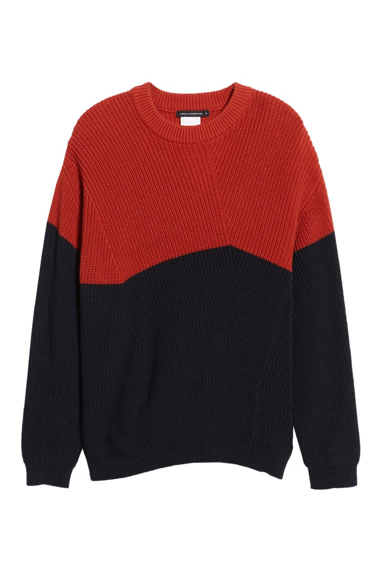 Asymmetrical Colorblock Sweater, Alternate, color, ROOIBOS TEA