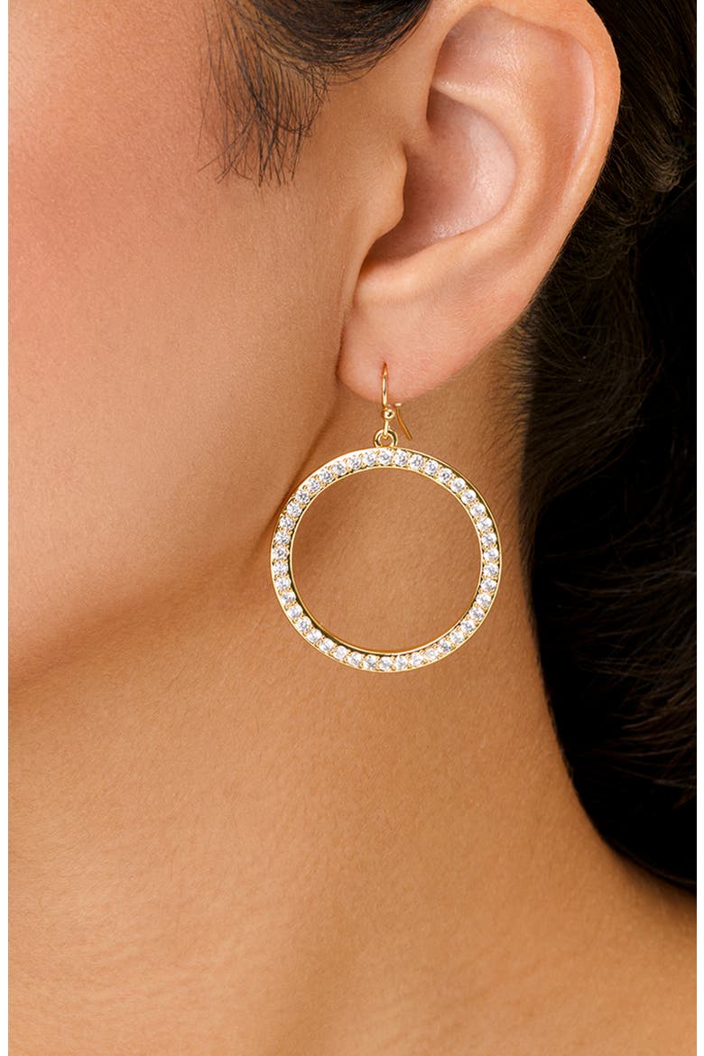 Della Cubic Zirconia Circle Drop Earrings, Alternate, color, GOLD