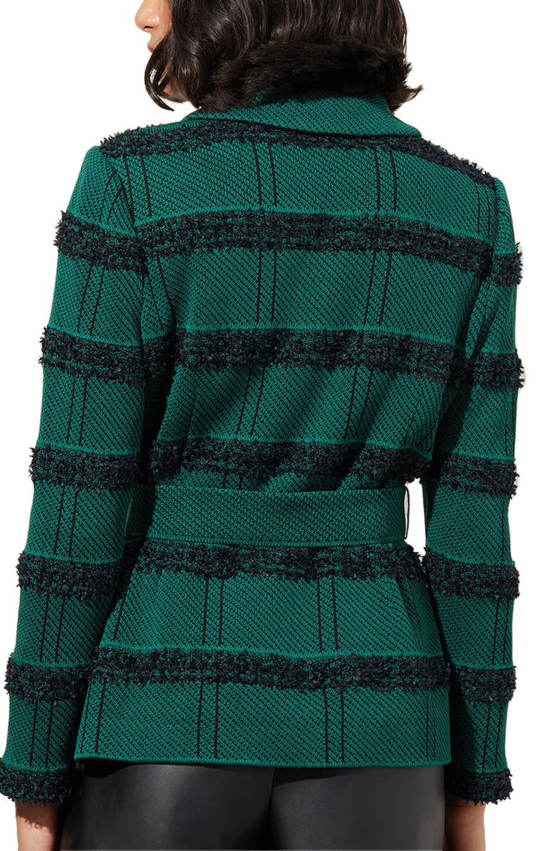 Ming Wang Stripe Belted Tweed Blazer, Alternate, color, 