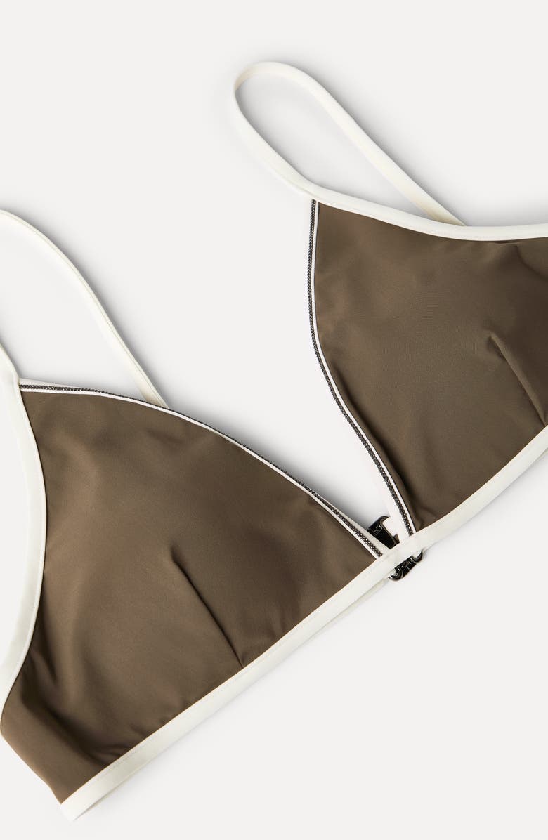 Brunello Cucinelli Bikini top with monili, Alternate, color, Military
