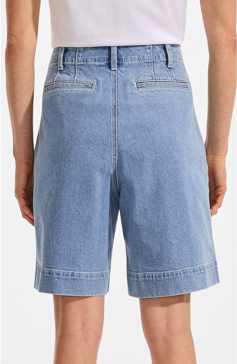 Lands' End Soft Denim High Rise 7" Pleated Trouser Shorts, Alternate, color, Hutton Blue Wash