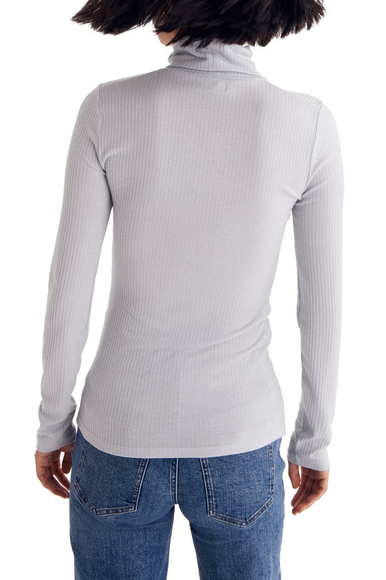 Lightweight Ribbed Turtleneck Top, Alternate, color, COOL FOG