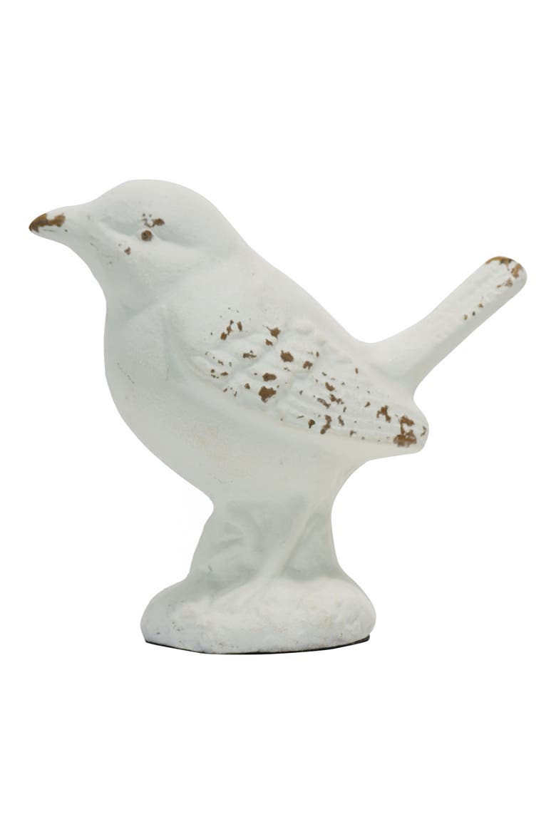 Rustic Antique White Metal Bird Figurine, Alternate, color, White