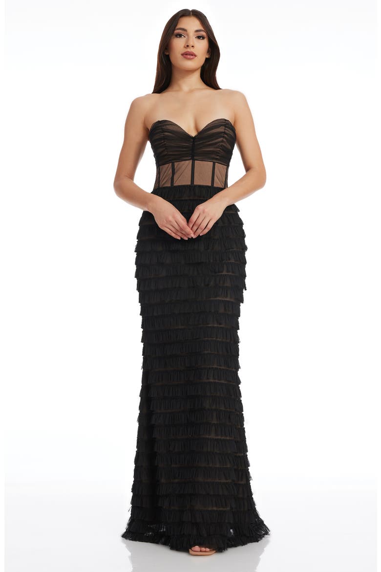 Grace Strapless Illusion Bodice Mermaid Gown, Alternate, color, BLACK NUDE
