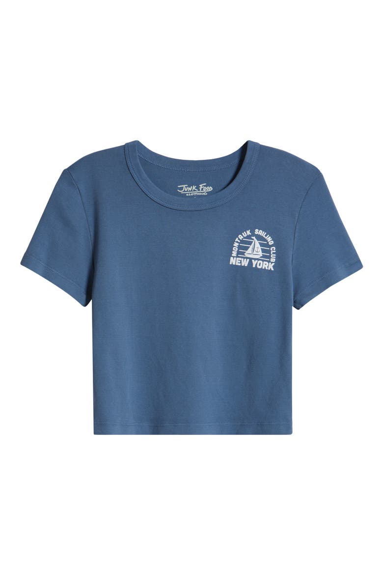 Montauk Sailing Club Cotton Graphic Baby Tee, Alternate, color, NAVY